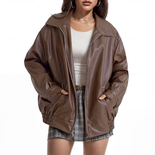 Women's Oversized Leather Jacket